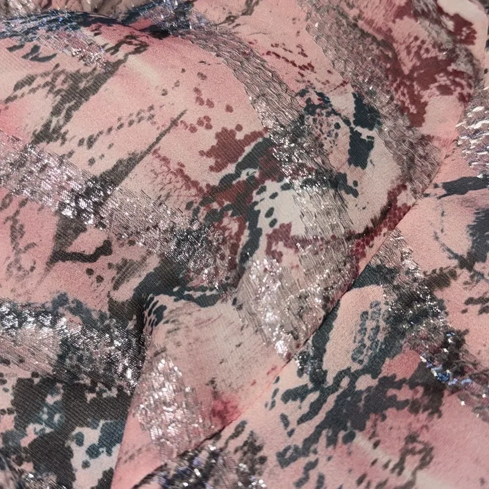 NWT IRO Wobam Printed Metallic Fil Coupé Silk Mini Dress Pink FR 34/ XS Revolve - Picture 15 of 16